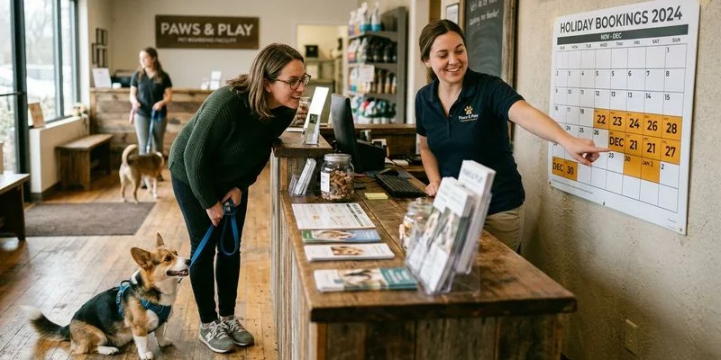 A calendar showing peak boarding seasons with booking timeline
