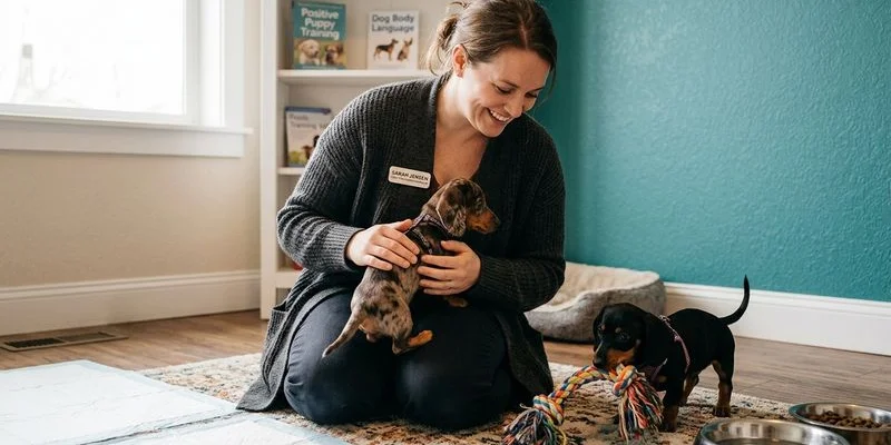 Puppy learning through play