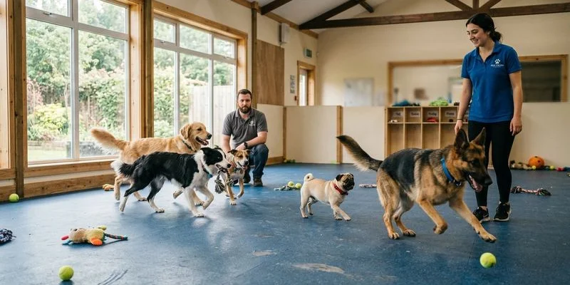 Dogs enjoying supervised play time